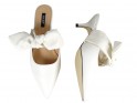 Tocuri înalte albe, papuci de nuntă din piele ecologică - 4