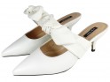 Tocuri înalte albe, papuci de nuntă din piele ecologică - 5