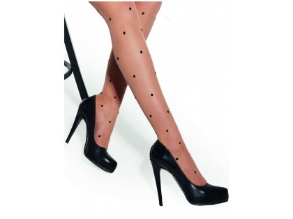 Flesh-coloured tights with black dots 20den - 2
