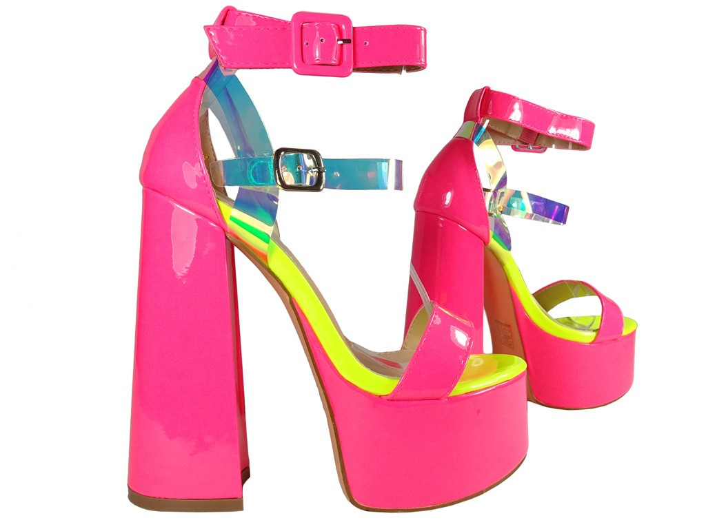 Rosa Plateau und Stiletto Sandalen mit Riemen - 3