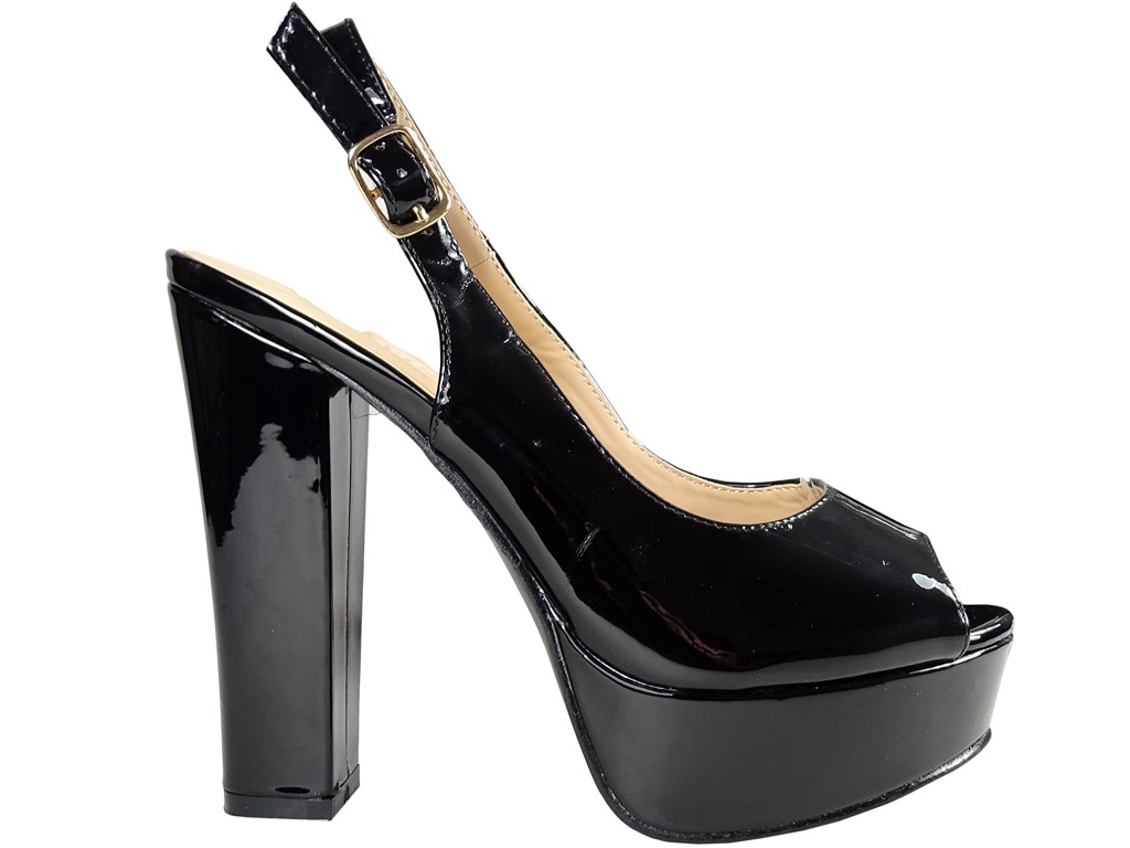 Black eco leather platform sandals - 1