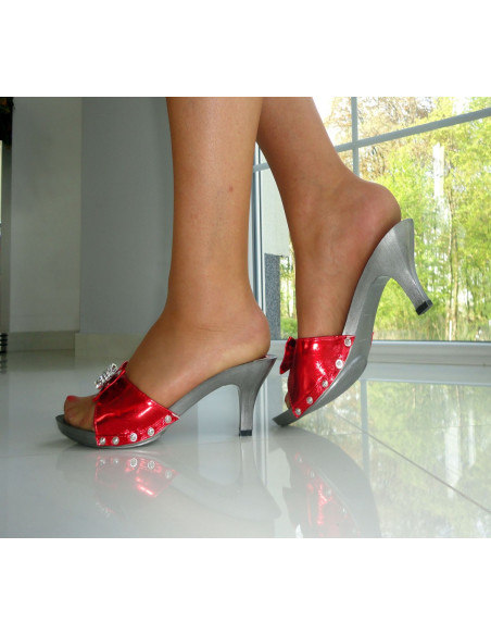STILETTO KURPES CLOGS SARKANS PRIEKŠGALS - 4