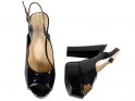 Black eco leather platform sandals - 5