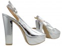 Silver sandals on the eco leather mirror platform - 3