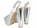 Silver sandals on the eco leather mirror platform - 2