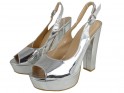 Silver sandals on the eco leather mirror platform - 4
