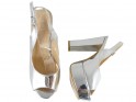 Silver sandals on the eco leather mirror platform - 5