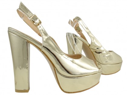 Auksiniai platforminiai sandalai "eko" odos veidrodis - 3