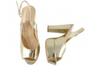 Gold platform sandals eko leather mirror - 5