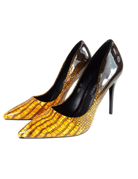 Gelbe ombre schwarze lederähnliche Stilettos - 4