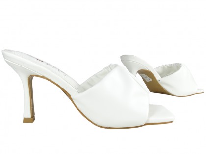 Baltas matētas flip-flops eko ādas kāzu kurpes - 3