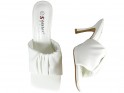 Baltas matētas flip-flops eko ādas kāzu kurpes - 5