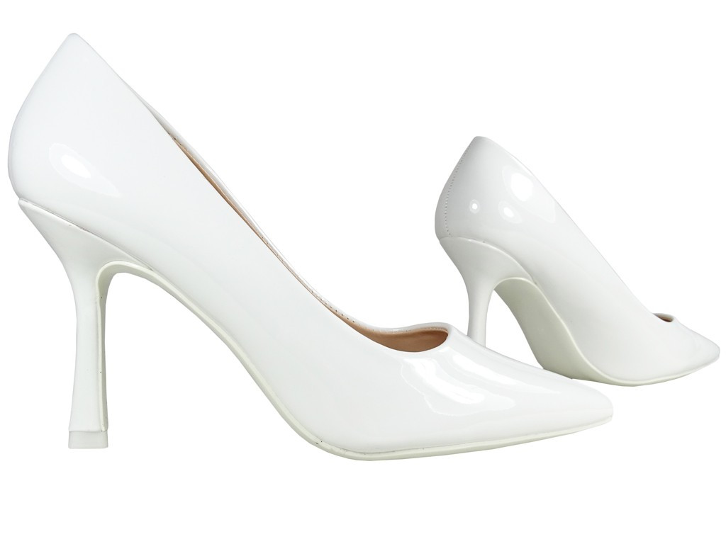 Weiße Stilettos Hochzeitsschuhe Lack Öko-Leder - 3