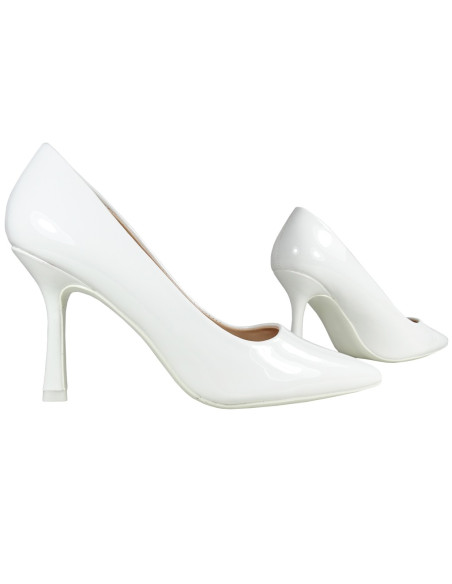 White stilettos wedding shoes lacquer eco leather - 3