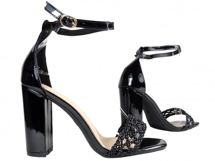 Black stiletto sandals with ankle strap - 3