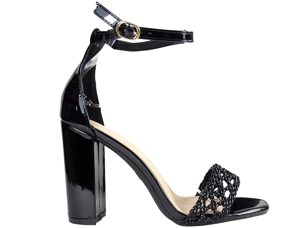 Schwarze Stiletto-Sandalen mit Knöchelriemen - 1