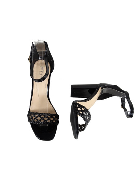 Sandales à talons aiguilles noires avec bride à la cheville - 5