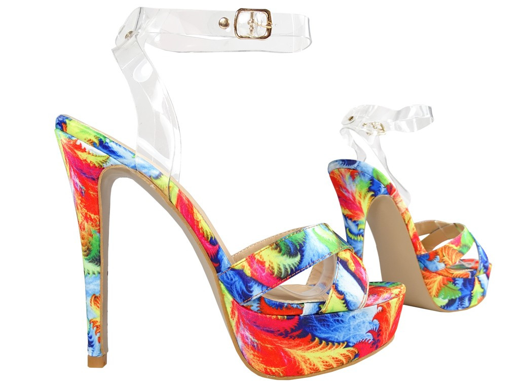 Colorful platform sandals with strap - 3