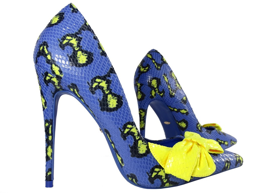 Tumši zili stilettos dzeltens priekšgals eko āda - 3