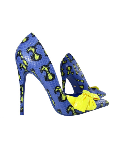 Tumši zili stilettos dzeltens priekšgals eko āda - 3