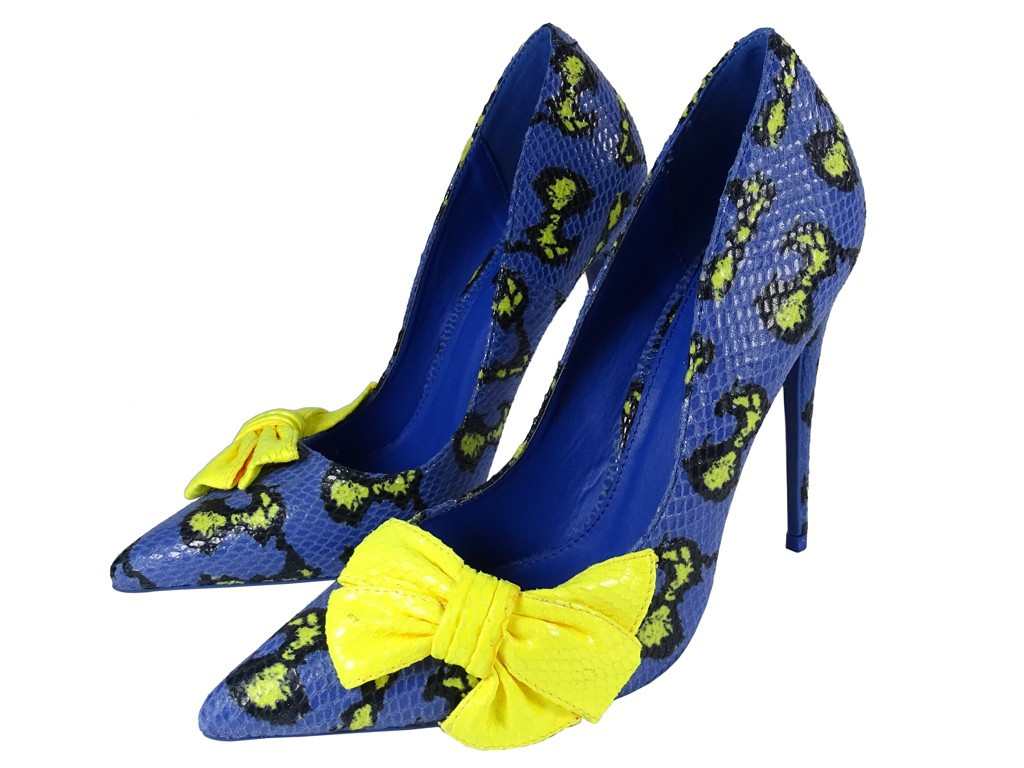 Tumši zili stilettos dzeltens priekšgals eko āda - 4