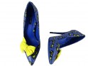 Tamsiai mėlyni bateliai su geltonu lanku iš eko odos - 5