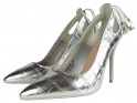 Pantofi stiletto argintii cu oglindă pentru doamne din piele eko - 5