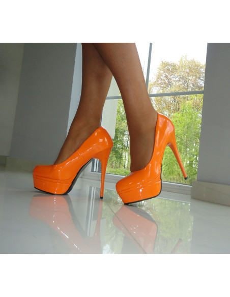 SZPILKI BUTY ORANGE POMARAŃCZOWE KOKIETKI