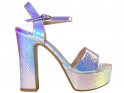 Silver iridescent platform sandals - 1