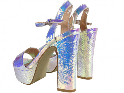Sandale cu platformă iridescentă argintie - 2