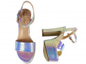 Silver iridescent platform sandals - 4
