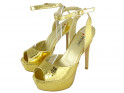 Sandales à plateforme dorée, chaussures pour femmes - 4