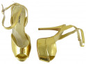Auksinės platformos moteriški sandalai - 5