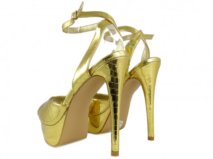 Złote sandały na platformie buty damskie - 2
