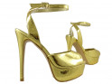Sandales à plateforme dorée, chaussures pour femmes - 3