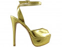 Gold platform sandals women's shoes - 1
