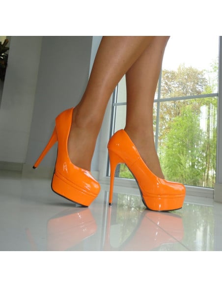 SZPILKI BUTY ORANGE POMARAŃCZOWE KOKIETKI