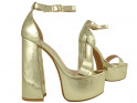 Zlaté sandále na platforme a podpätku s remienkom - 3