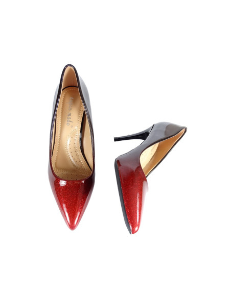 Sarkani ombre stilettos ar mirdzošu laku - 5