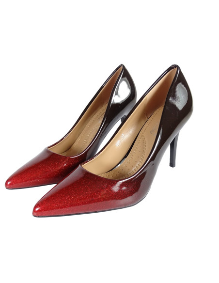 Sarkani ombre stilettos ar mirdzošu laku - 4