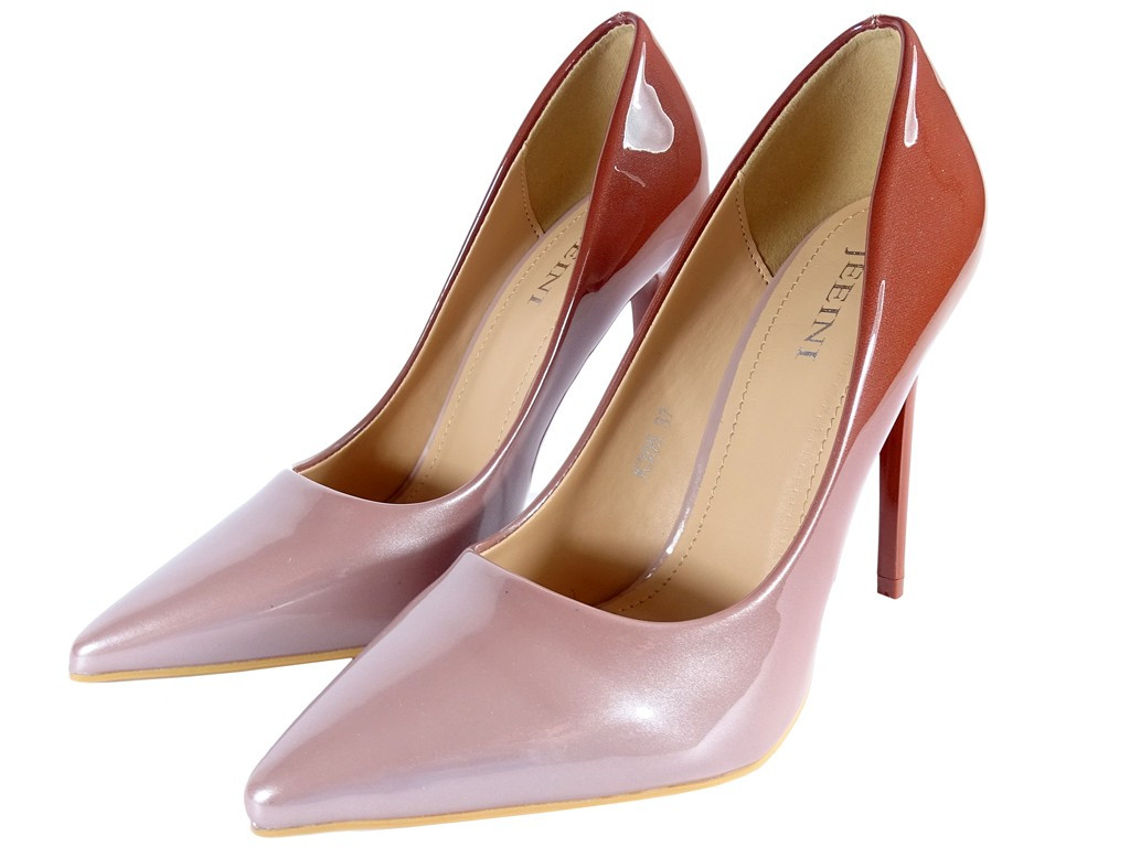 Beige nude ombre stiletto heels ladies lacquered - 4