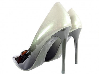 Women's black silver ombre stiletto heels - 2