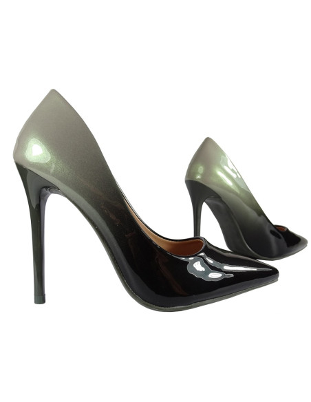 Women's black silver ombre stiletto heels - 3