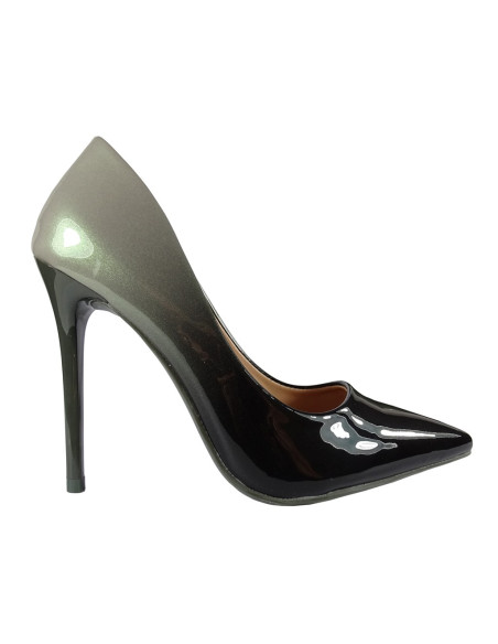 Melni sudraba ombre sieviešu lakoti stilettos - 1