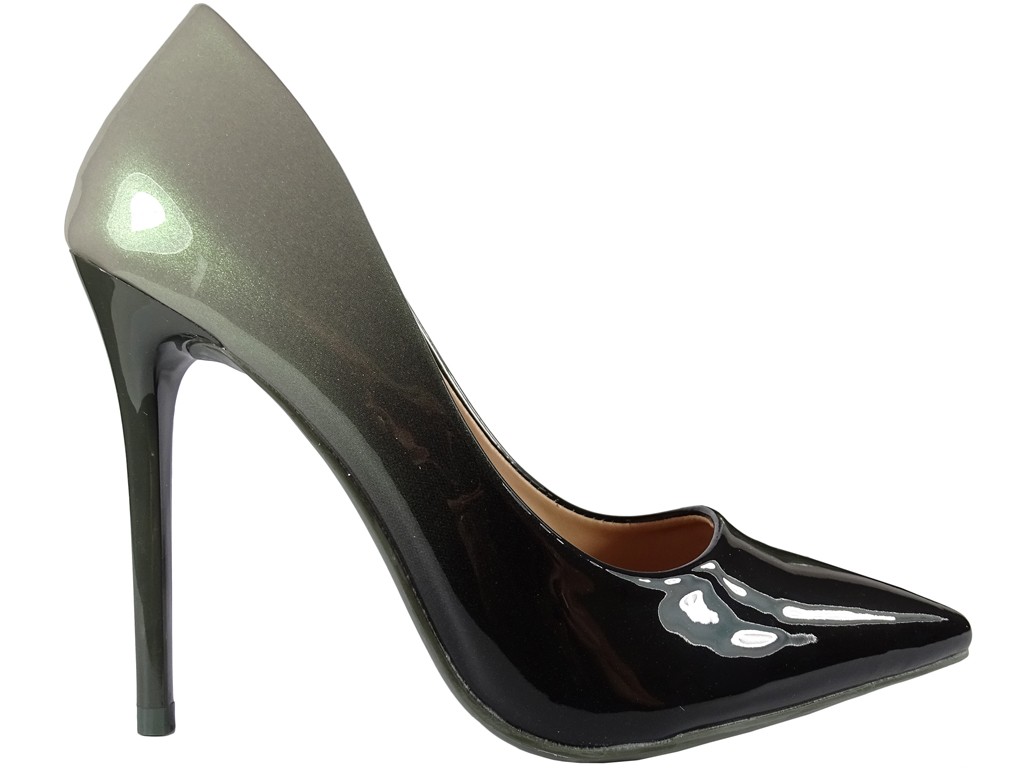 Women's black silver ombre stiletto heels - 1