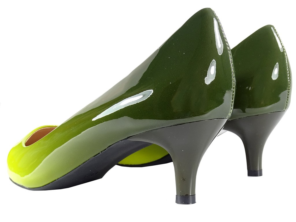 Women's low yellow green ombre stilettos - 2