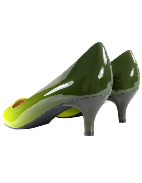 Női alacsony sárga-zöld ombre tűsarkú cipő - 2