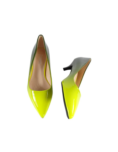 Stilettos joase de damă, galben-verde ombretto pentru femei - 5
