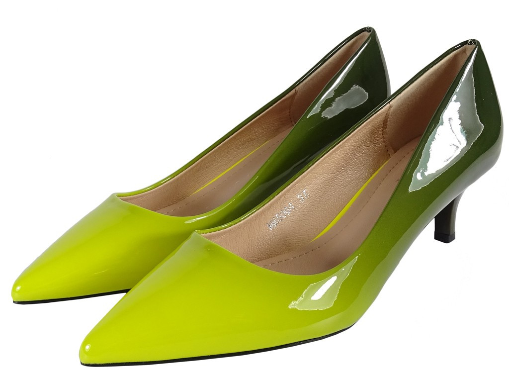 Women's low yellow green ombre stilettos - 4