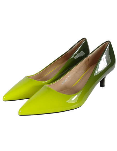 Damen niedrige gelb-grün ombre Stilettos - 4